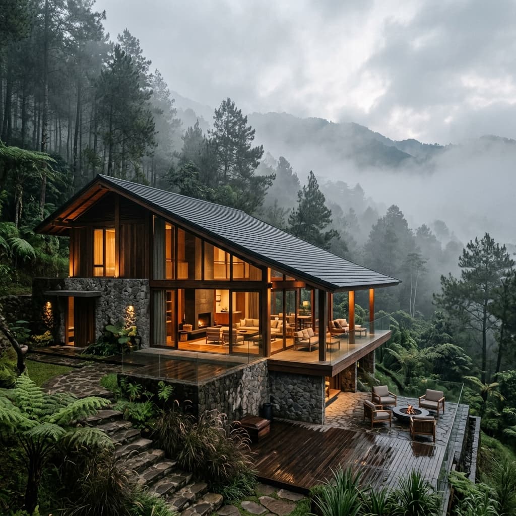 Suasana villa di Dieng